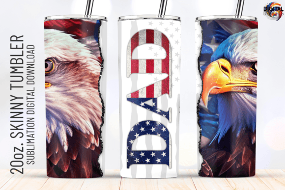 4th July DAD Eagle US Flag Tumbler PNG