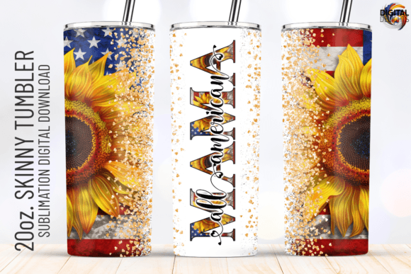 All American Mama Sunflower US Flag Wrap Graphics