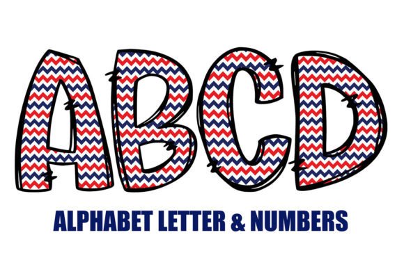 American Flag Doodle Alphabet PNG for Crafts and Graphics
