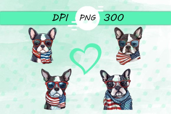 American Flag with Boston Terrier Scarf Graphics