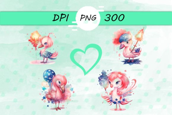 American Flag with Flamingo Png