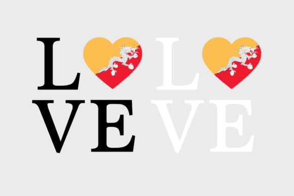 Bhutan Flag, Love Bhutan, SVG PNG