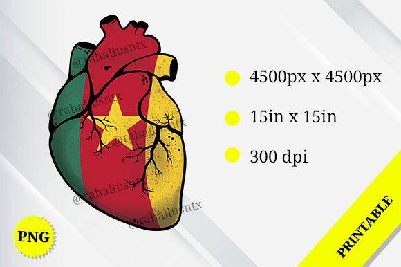 Cameroon Heart Flag Graphics for Crafts Projects