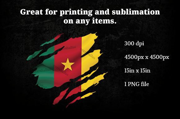 Cameroon Ripped Flag PNG Review