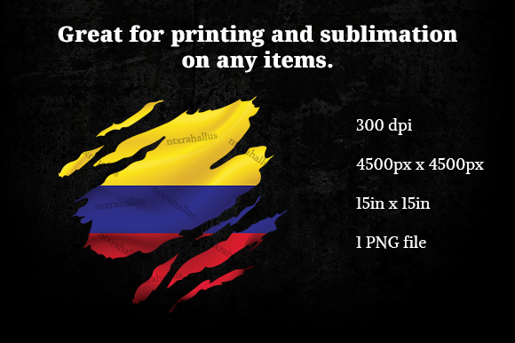 Colombia Ripped Flag PNG: Graphics for Crafts and Creative Design