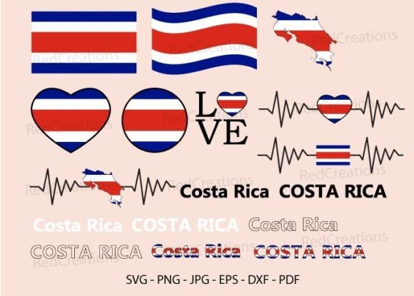 Costa Rica Flag Svg Bundle: Graphics & Crafts