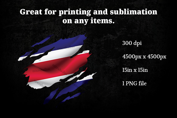 Costarica Ripped Flag PNG: Graphics for Crafts and Creative Marketing