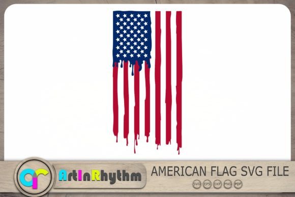 Dripping American Flag Graphics for Crafts Projects