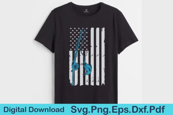 Fishing American Flag 4th of July Gift