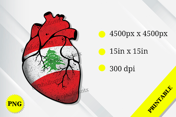 Lebanon Heart Flag Graphics for Crafts