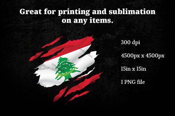 Lebanon Ripped Flag PNG for Graphics and Crafts