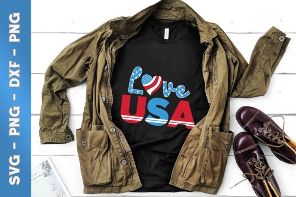 LOVE USA 4th of July American Flag Graphics