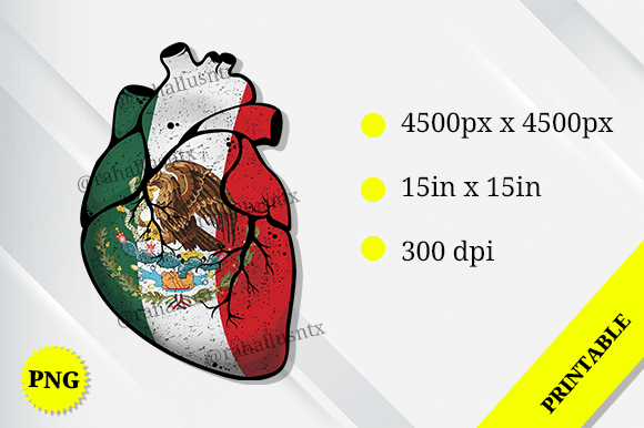Mexico Heart Flag Graphics for Crafts Projects
