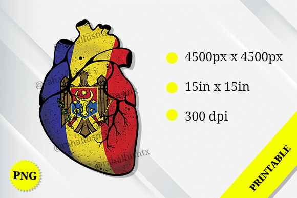 Moldova Heart Flag Graphics for Crafts