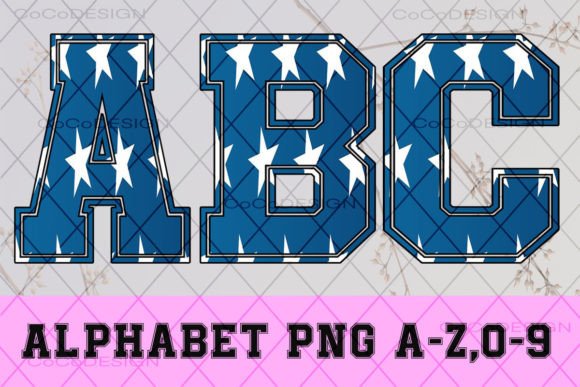 Patriotic American Flag Alphabet Font for Graphics and Crafts