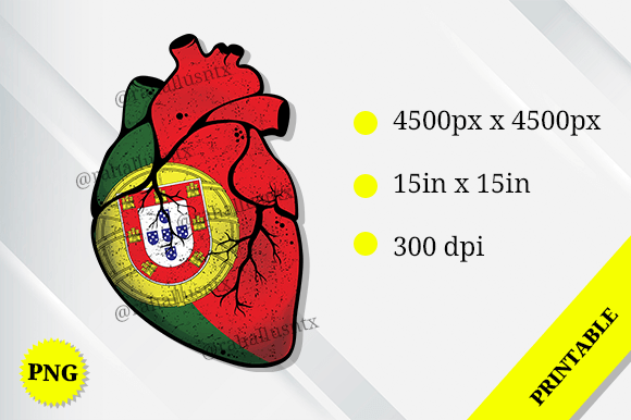 Portugal Heart Flag Graphics for Crafts