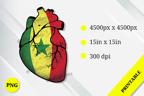 Senegal Heart Flag Graphics for Crafts Projects