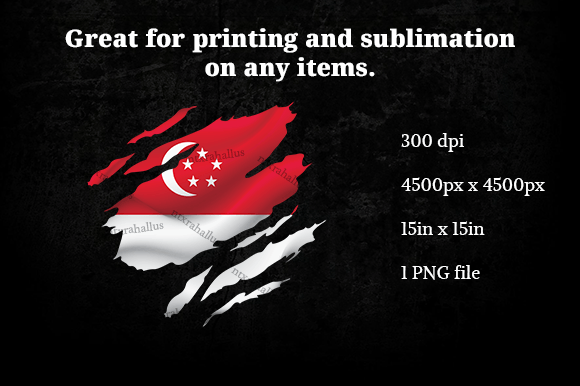 Singapore Ripped Flag PNG Graphics