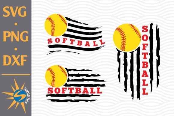 Softball US Flag Graphics for Crafts Projects