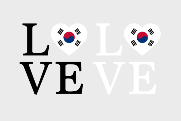 South Korea Flag, Love South Korea, SVG
