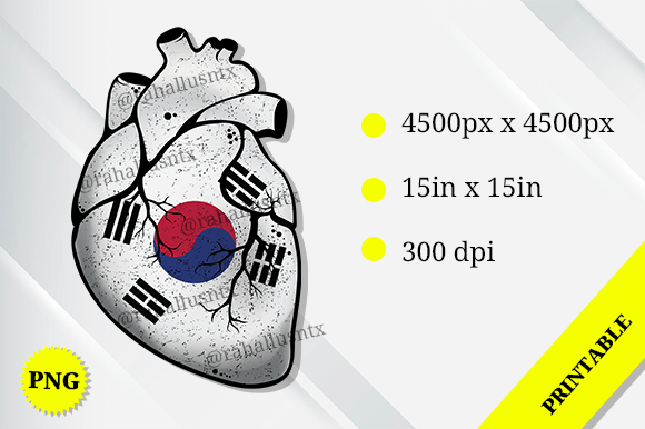 South Korea Heart Flag Graphics & Crafts