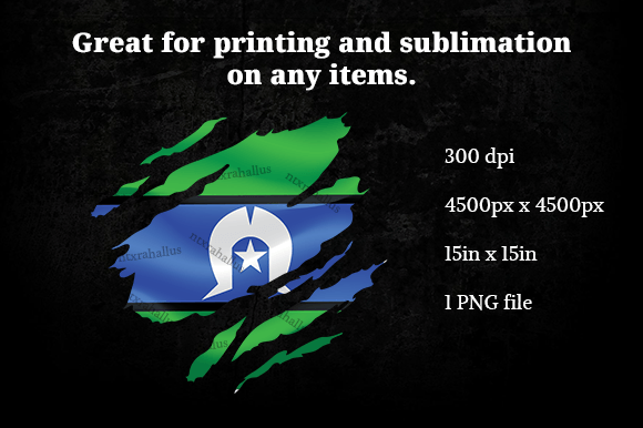 Torres Strait Islands Ripped Flag PNG Graphics