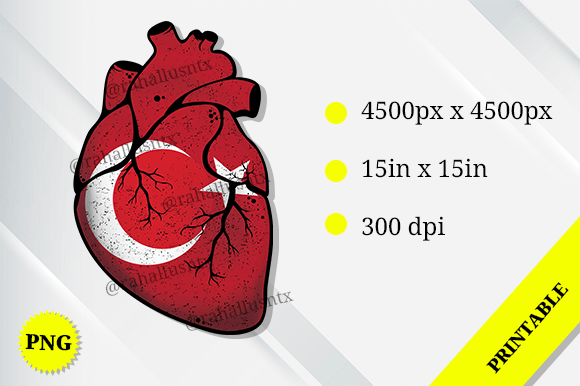 Turkey Heart Flag Graphics for Crafts Projects