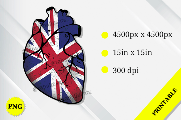 United Kingdom Heart Flag Graphics for Crafts