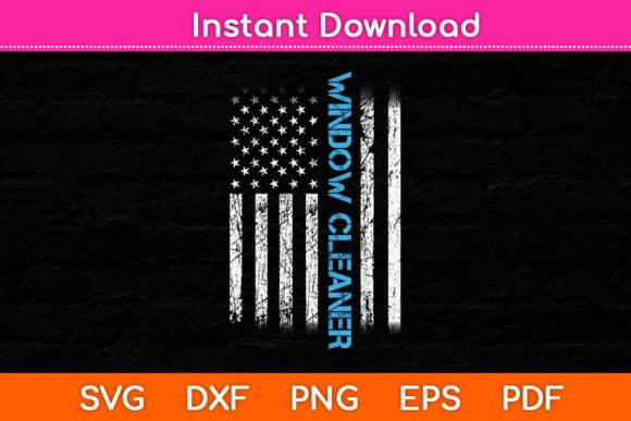 Window Cleaner USA Flag Funny Cleaning Graphics